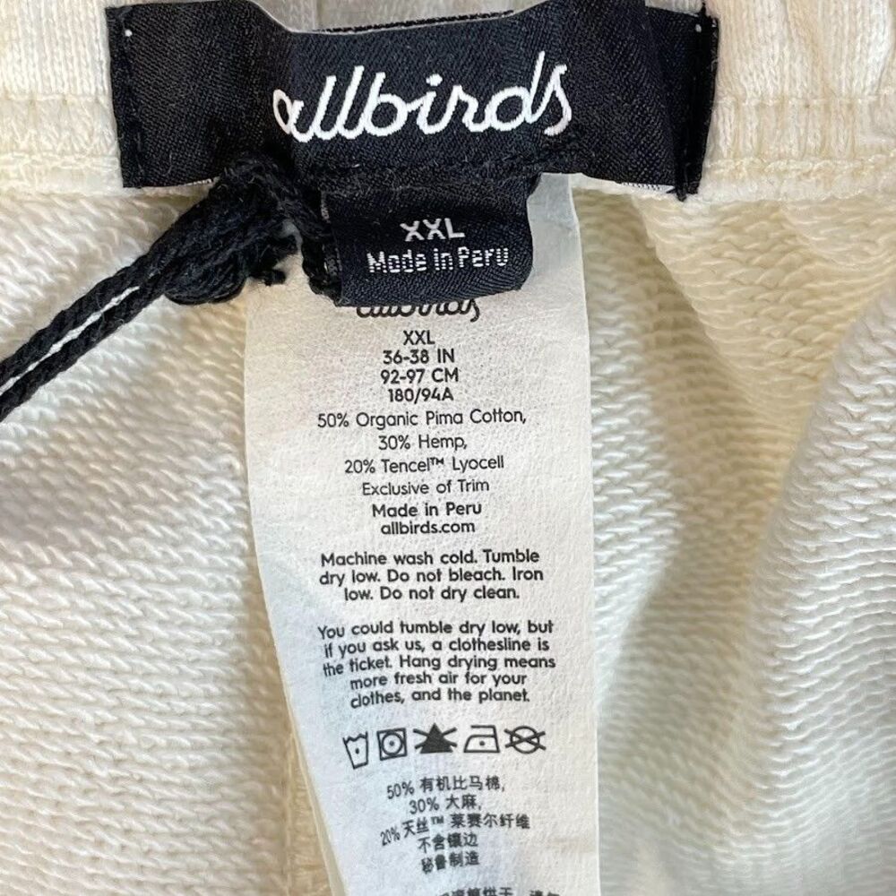 allbirds Sweat Shorts Womens 2XL White Cotton Hemp Knit Lounge Athleisure NEW! - Picture 7 of 12